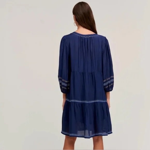 Velvet by Graham & Spencer Tina Boho Tiered Dress S Sequins and Embroidery - Picture 4 of 15